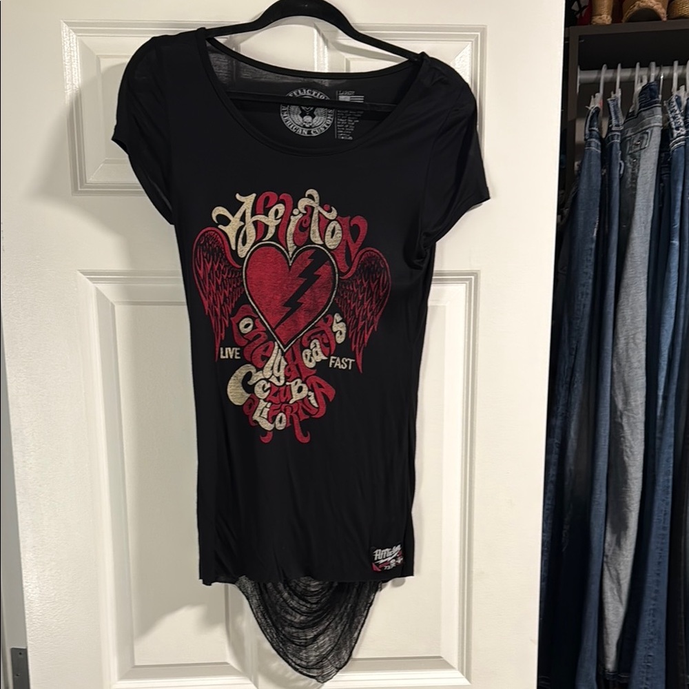 Affliction Women's Black Graphic Top